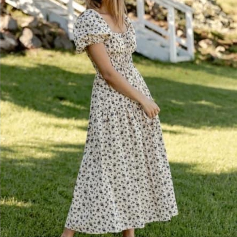 Neuflora Floral Puff Sleeve Maxi Dress
